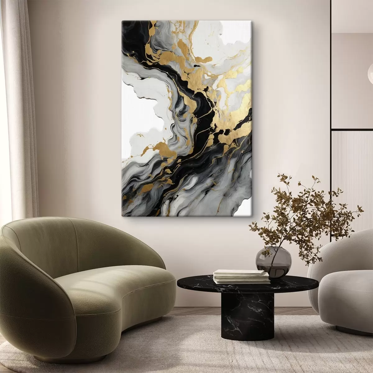 carta da parati Pittura astratta ad acquerello con colori neri e gialli nr. s41290