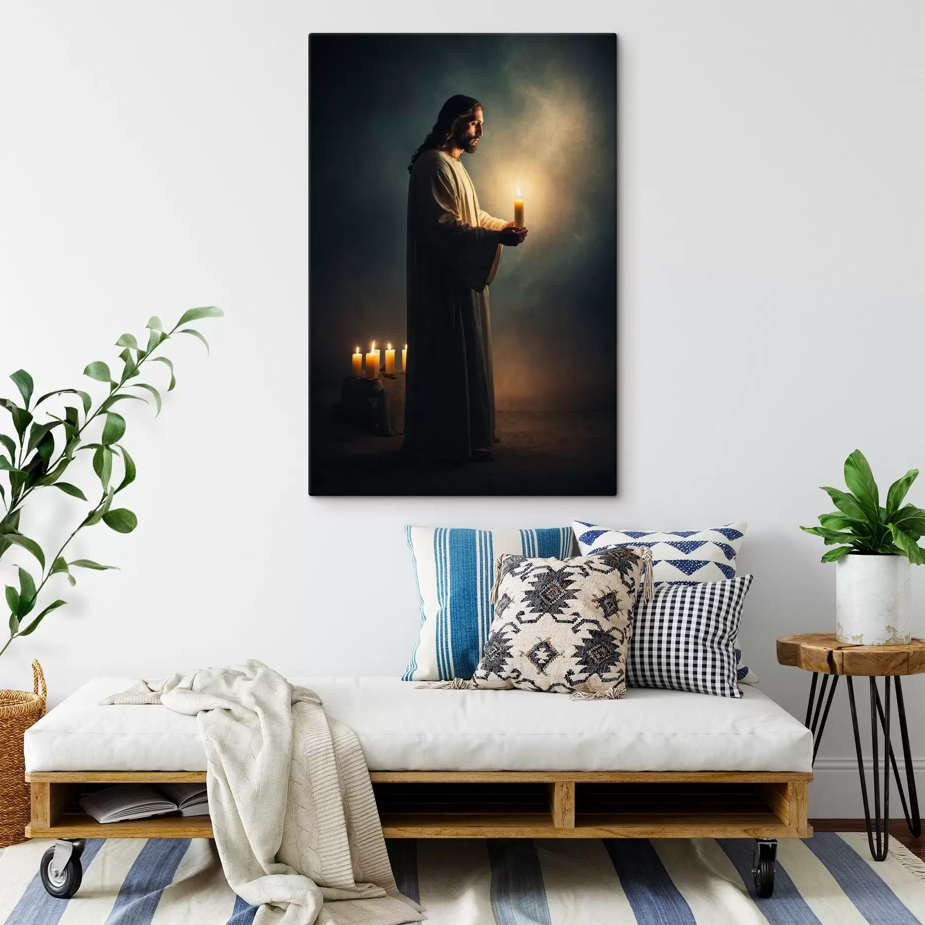 carta da parati Gesù Cristo con la candela nell'oscurità nr. s41315