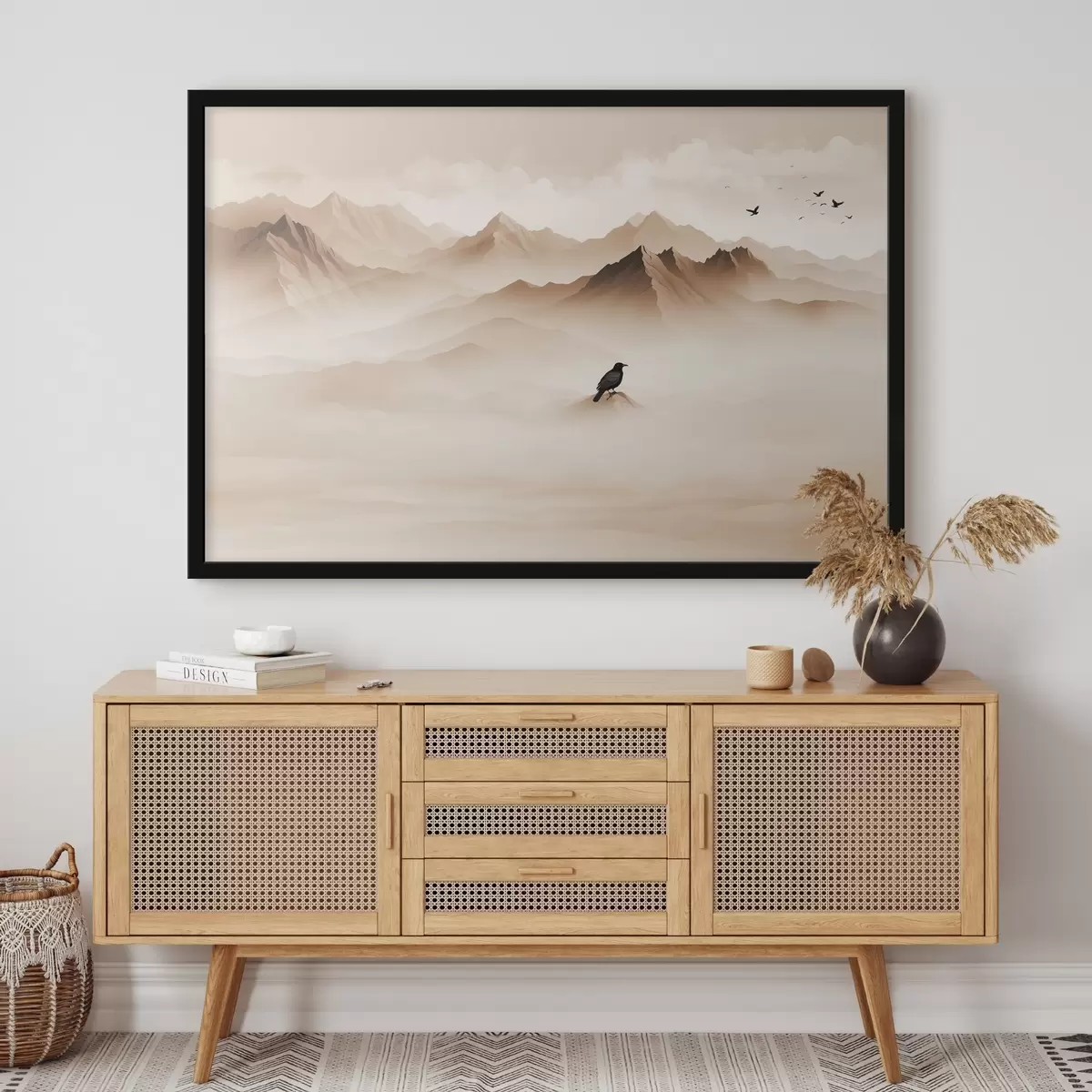 Poster Montagne nella nebbia in grafica vettoriale f41295