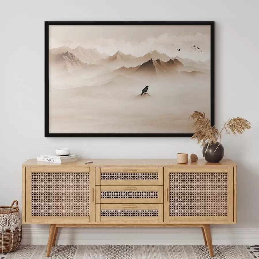 carta da parati Montagne nella nebbia in grafica vettoriale nr. f41295