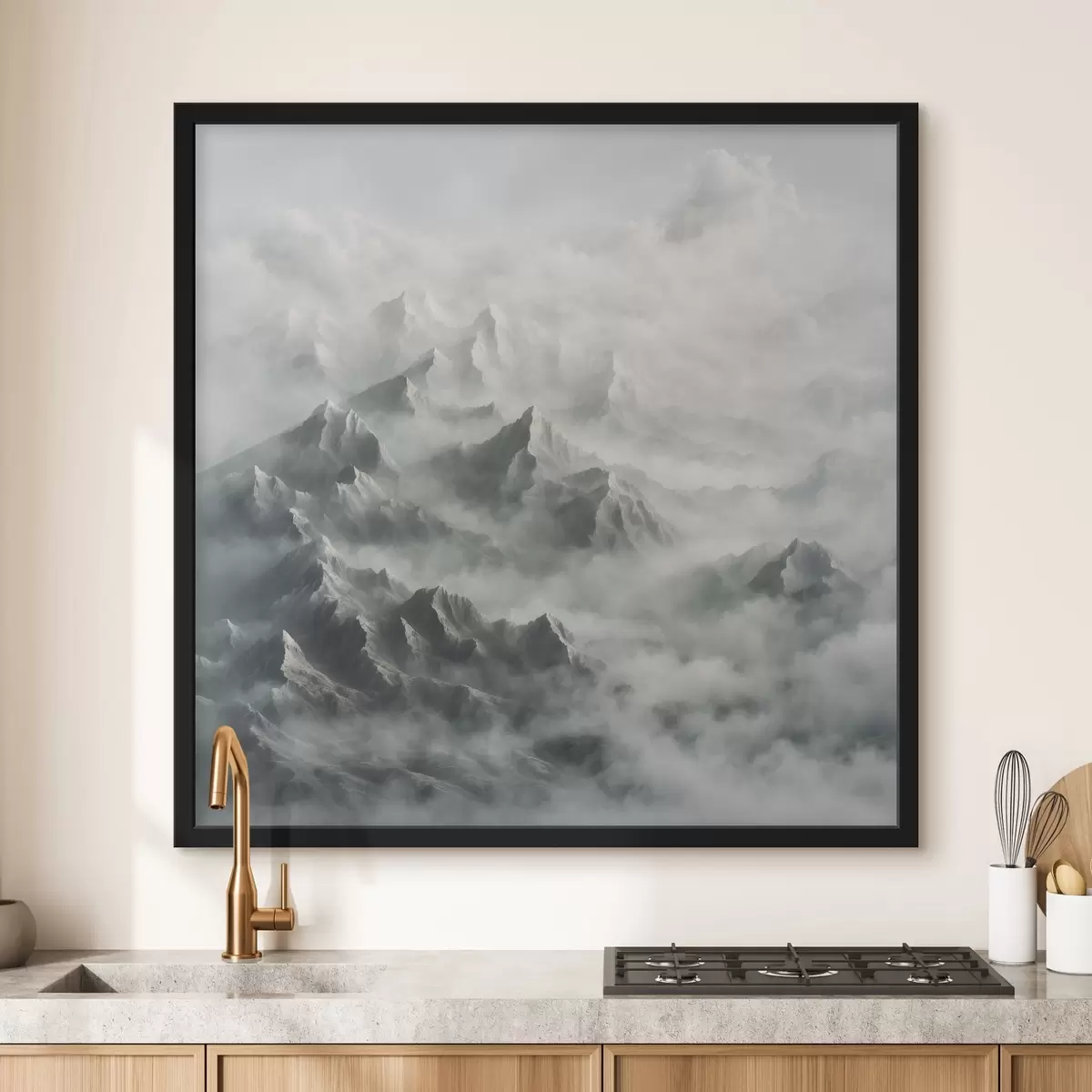 Poster Montagne innevate nella nebbia f41301