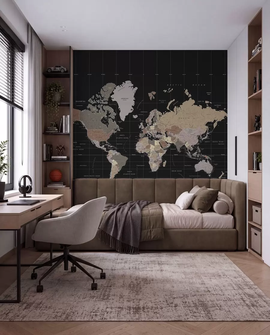 carta da parati Mappa del mondo con i diversi paesi delineati nr. u99477d1