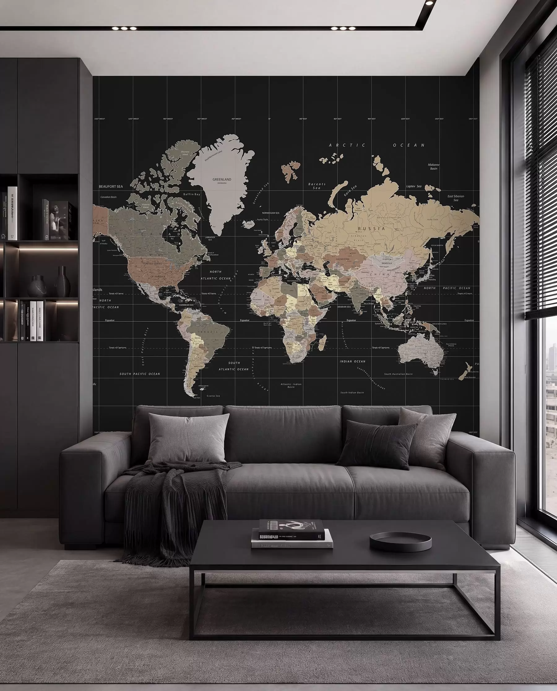 carta da parati Mappa del mondo su nero I nr. u99477d1