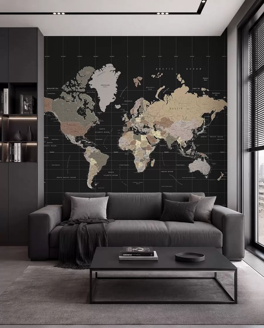 carta da parati Mappa del mondo con i diversi paesi delineati nr. u99477d1