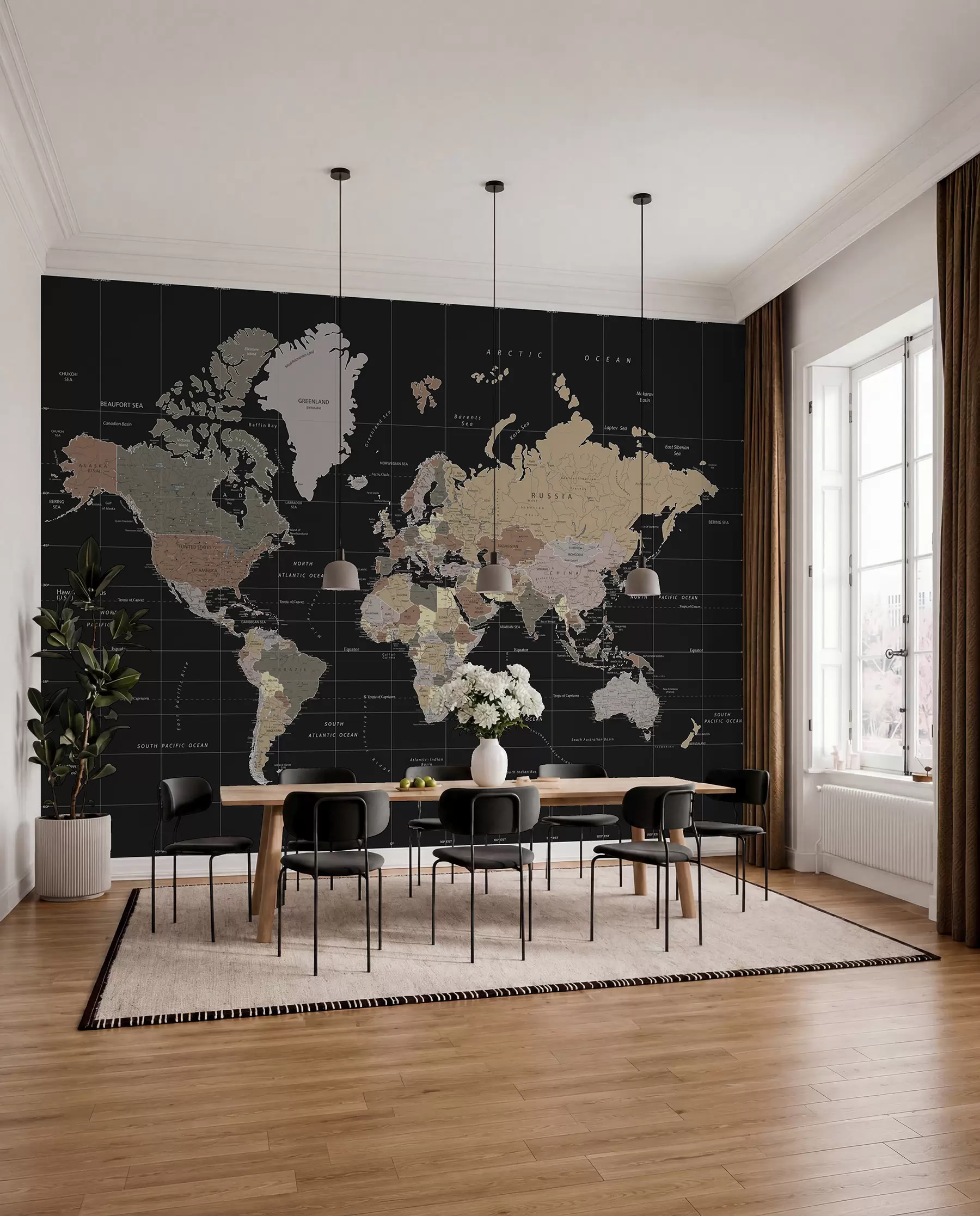 carta da parati Mappa del mondo con i diversi paesi delineati nr. u99477d1