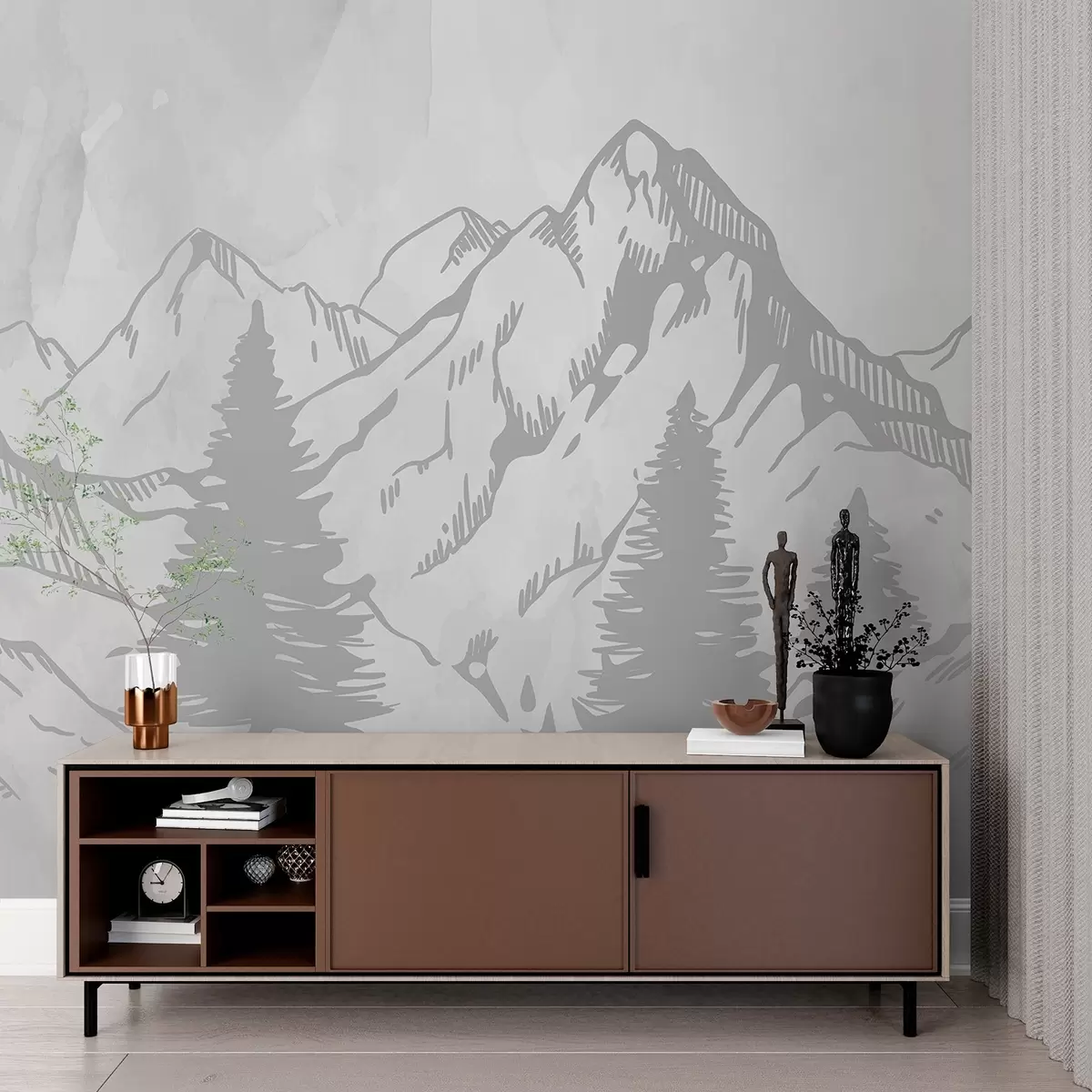 carta da parati Montagne maestose in serene tonalità di grigio nr. w00665v1