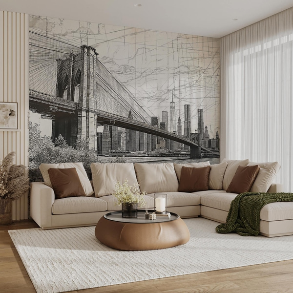 Carta da parati con la vista di città 