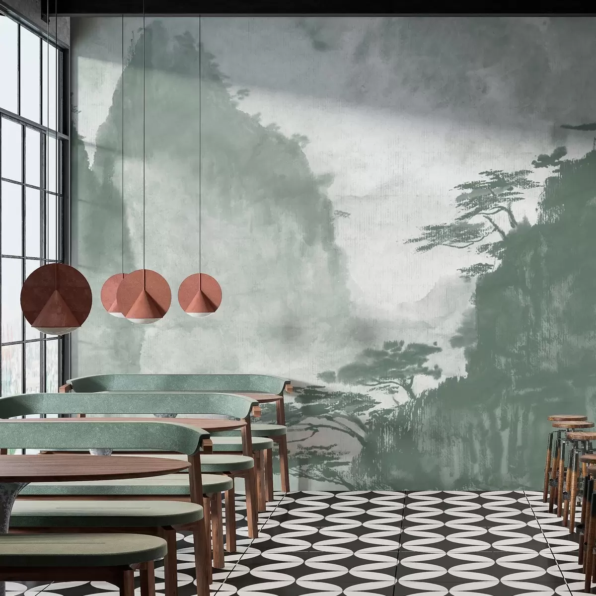 carta da parati Sereno paesaggio montano in monocromia nr. u98743v1