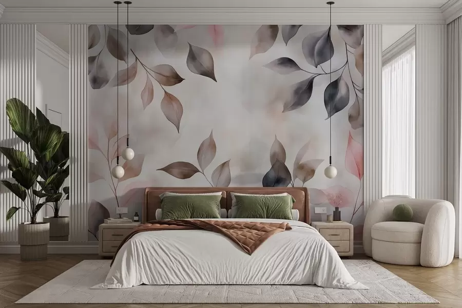 carta da parati Delicato fogliame acquerellato nr. w02069v1