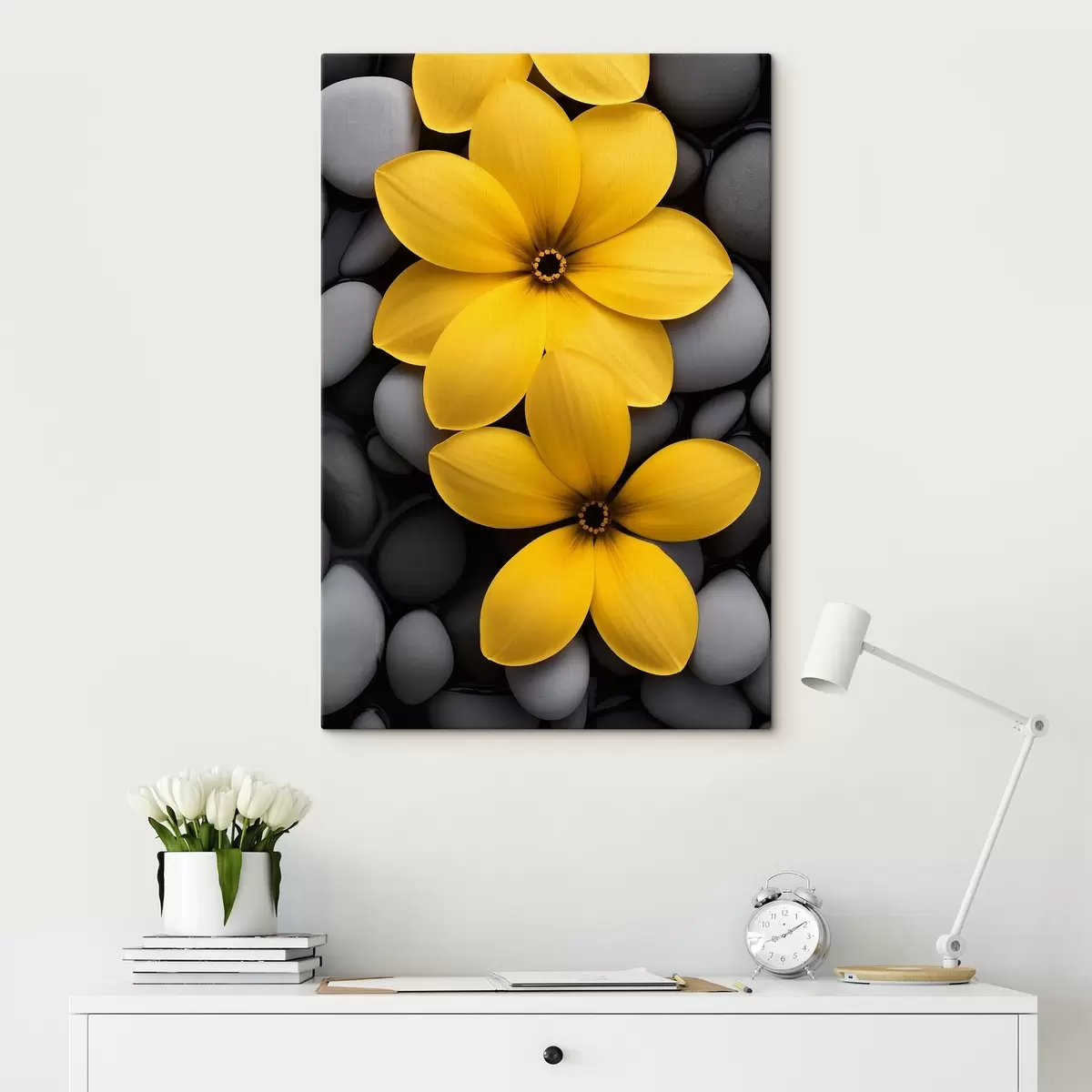 carta da parati Fiori gialli su una pietra nr. s41547