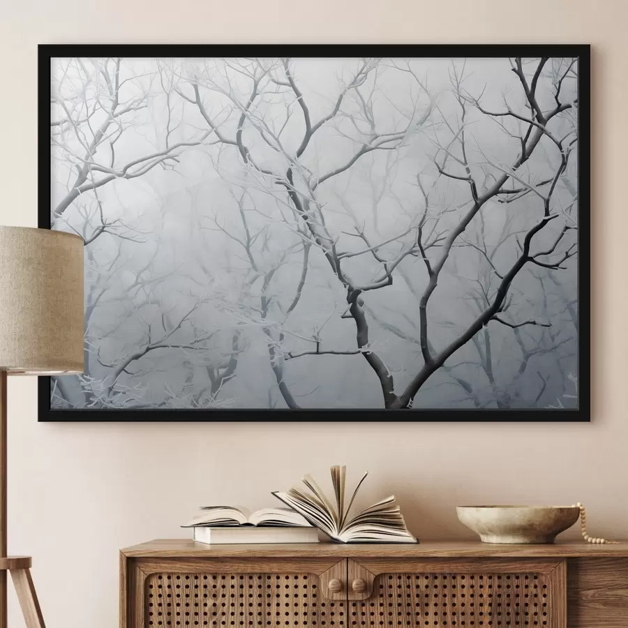 carta da parati Rami di alberi al gelo, minimalismo nr. f41469
