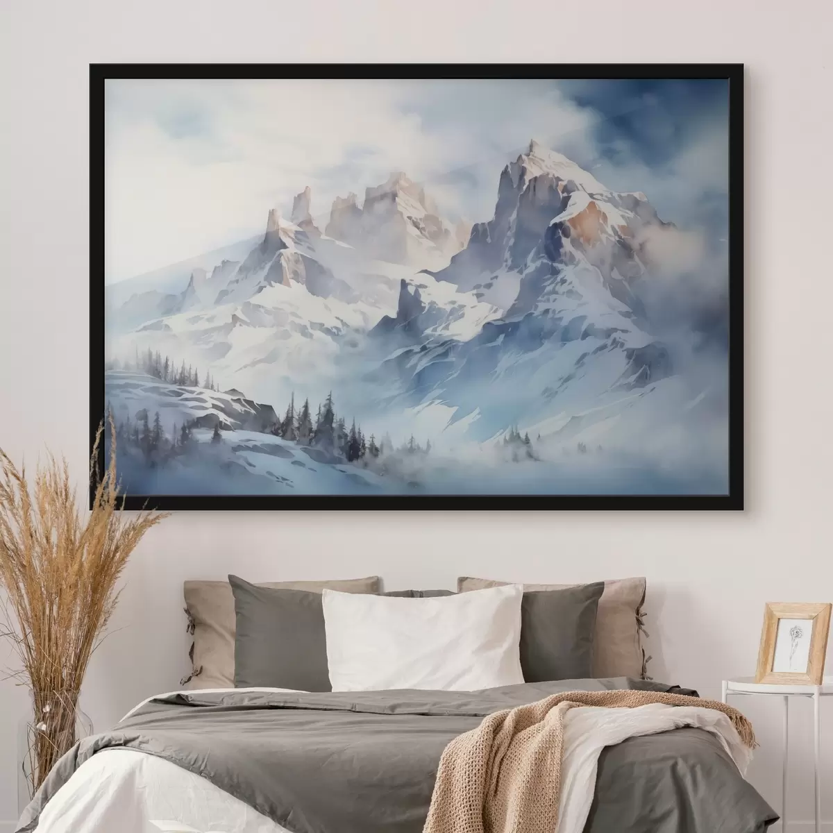 Poster Acquerello di montagne innevate f41471