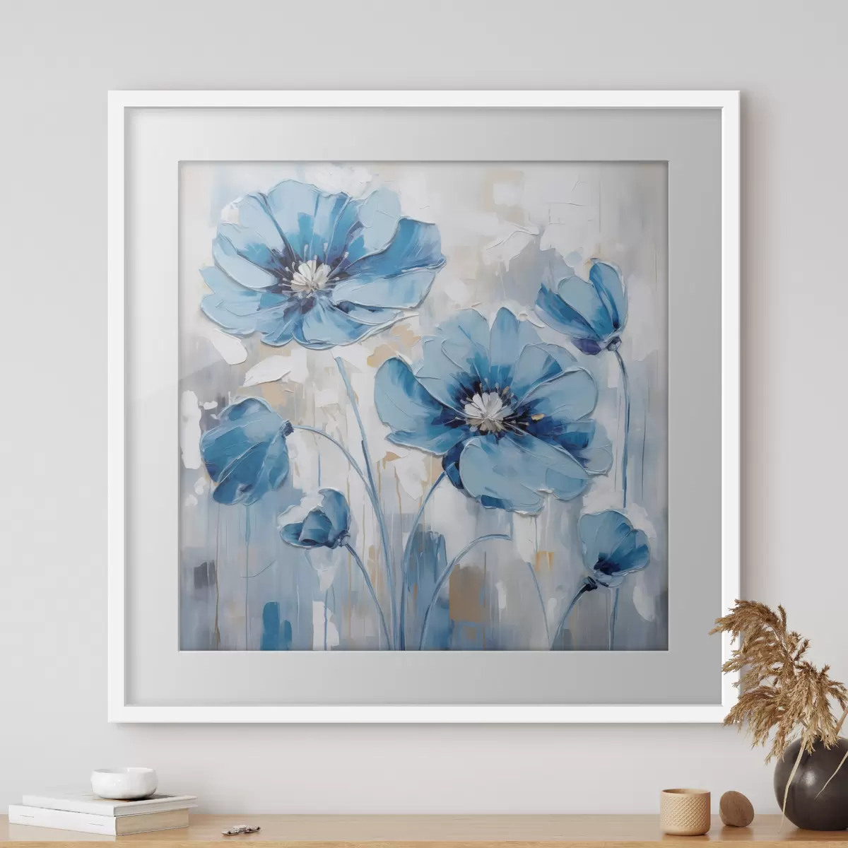 Poster Fiori blu dipinti f41597