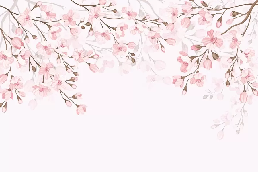 carta da parati rami fioriti rosa su sfondo rosa nr. w02200