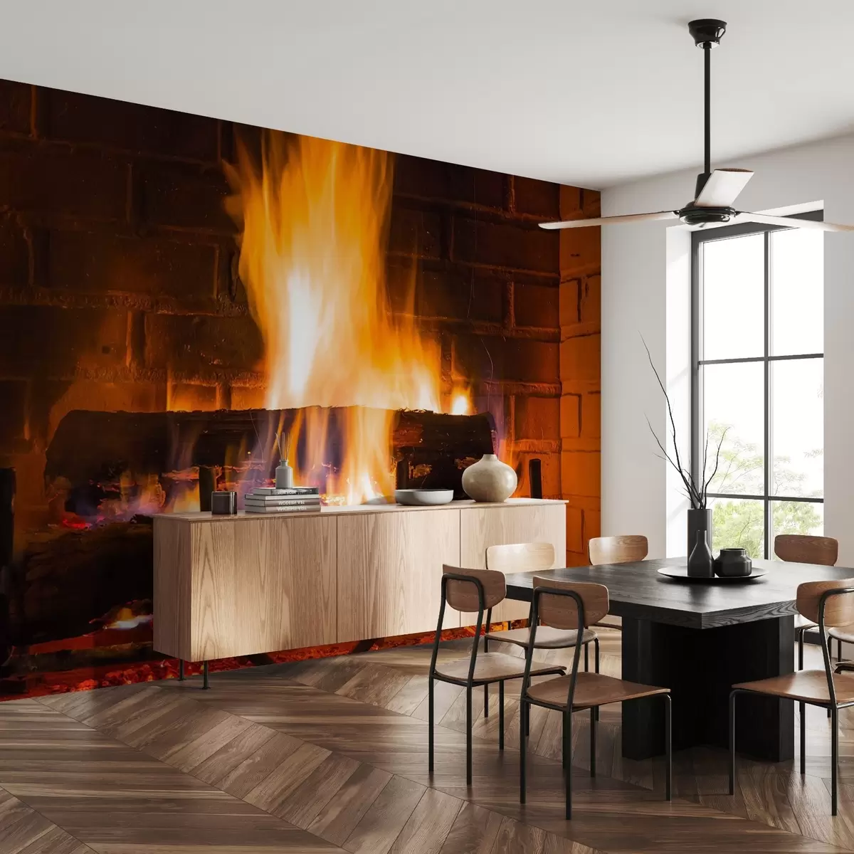 carta da parati Fiamme accoglienti in un caldo camino nr. u73022