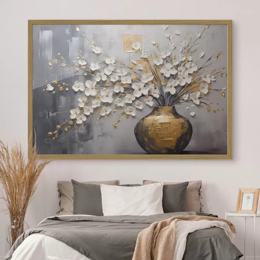 carta da parati Fiori leggeri volumetrici in vaso, imitazione della pittura ad olio nr. f41558