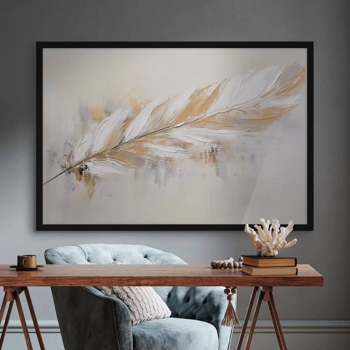 Poster Delicata piuma su sfondo chiaro f41559