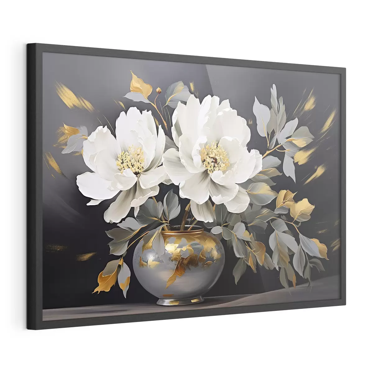 Poster Delicate peonie bianche in un vaso f41568