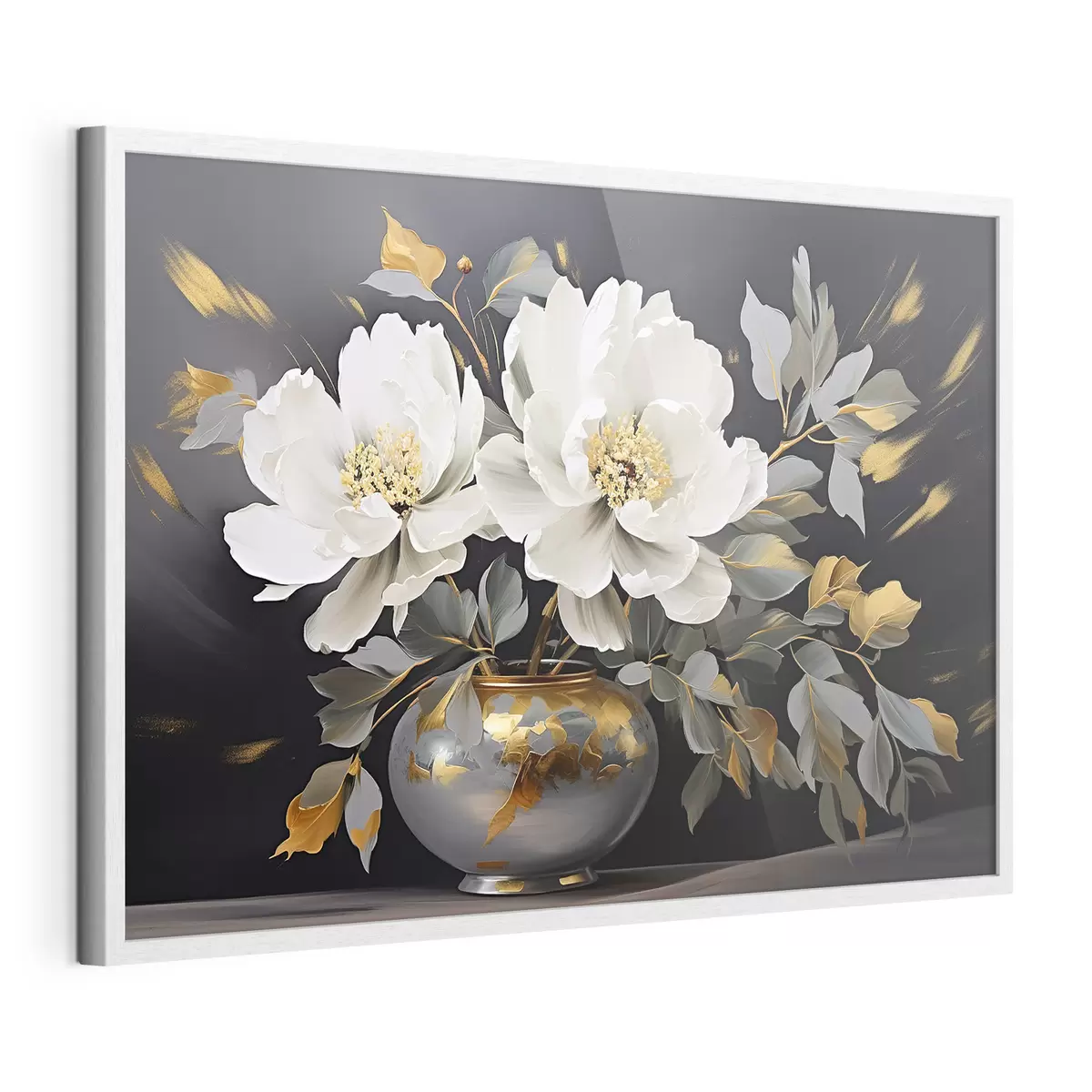 Poster Delicate peonie bianche in un vaso f41568