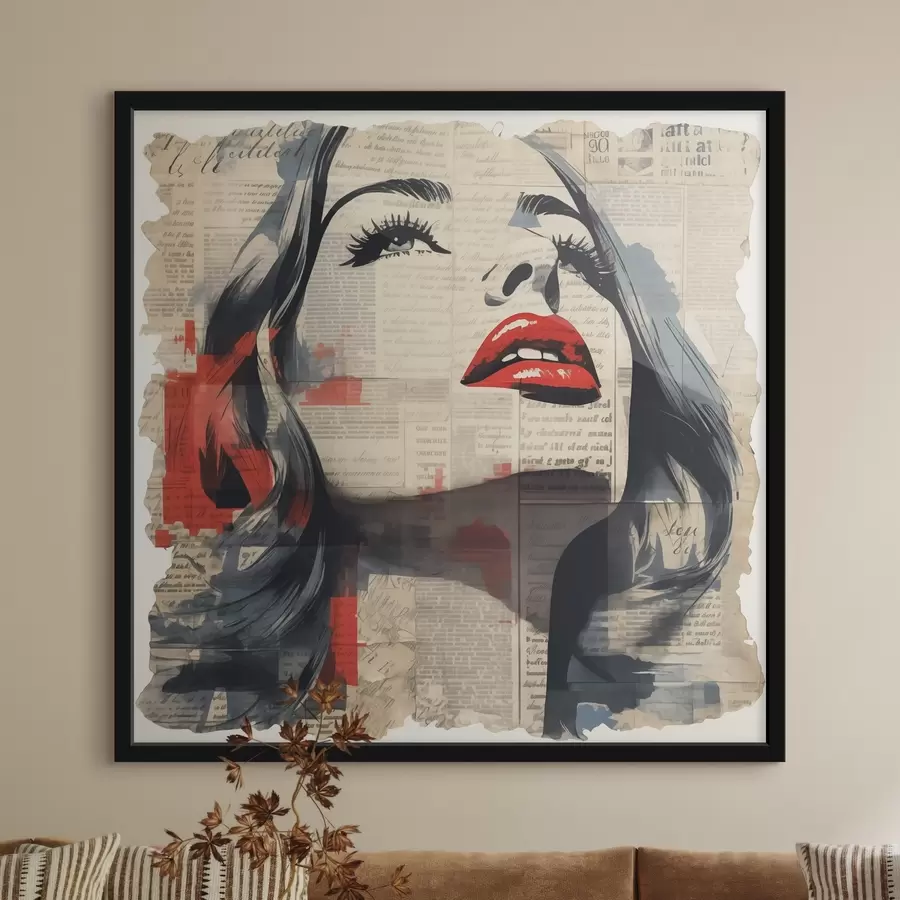 carta da parati Ritratto di una ragazza su un vecchio giornale in stile collage nr. f41619