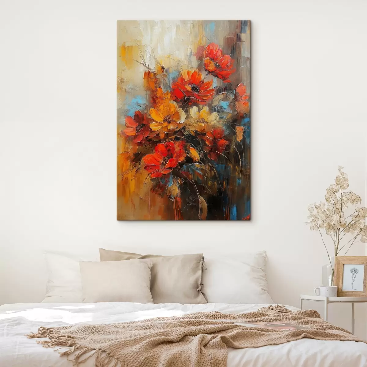 carta da parati fiori rossi con colori ad olio nr. s41625