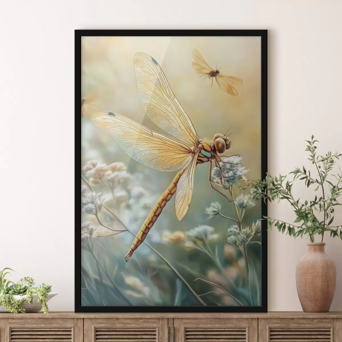 Poster libellula sopra i fiori f41623