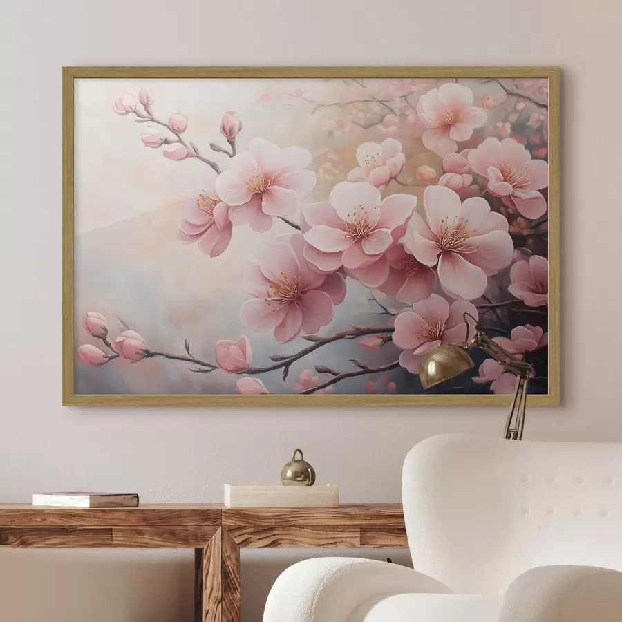 carta da parati rami con fiori rosa nr. f41628