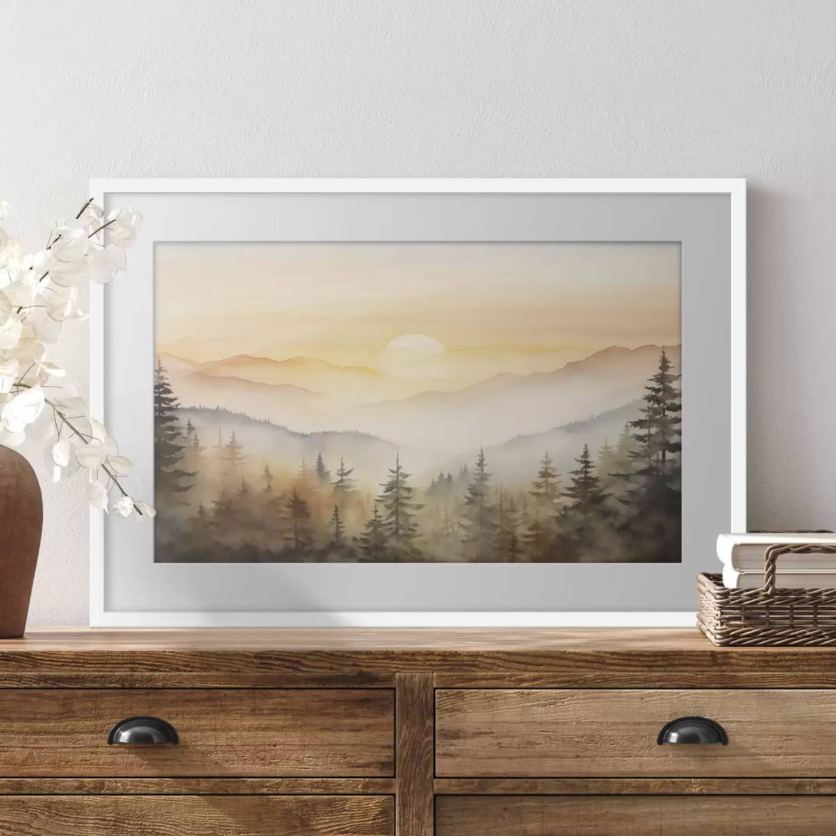 Poster Sole sulle creste di pini f41645