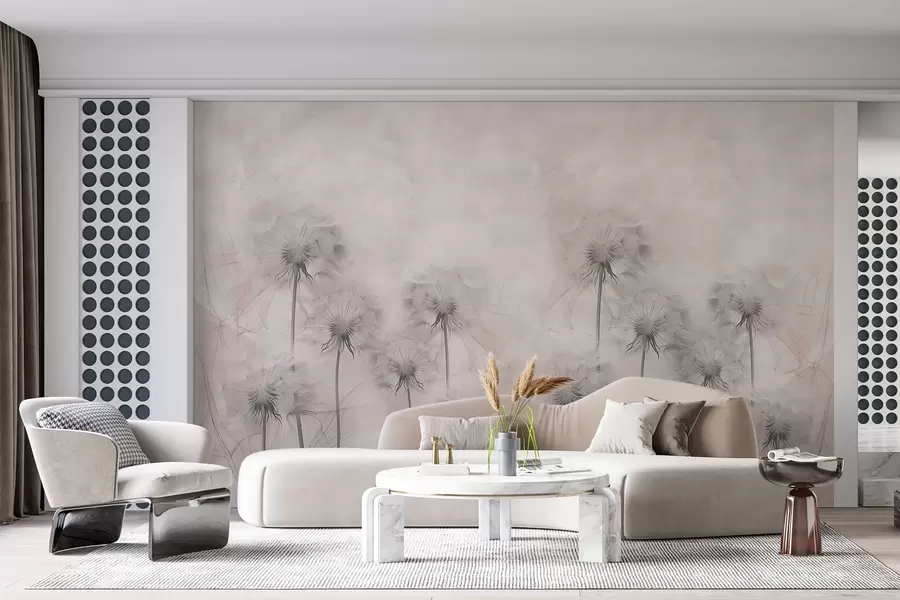 carta da parati Dente di leone su sfondo beige chiaro nr. w01895