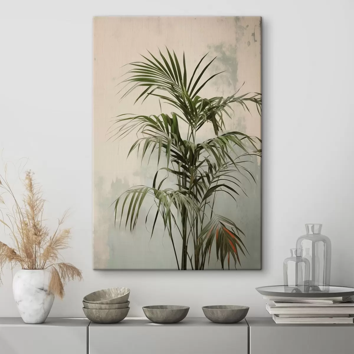 carta da parati Rami di palma su una parete malandata nr. s41660