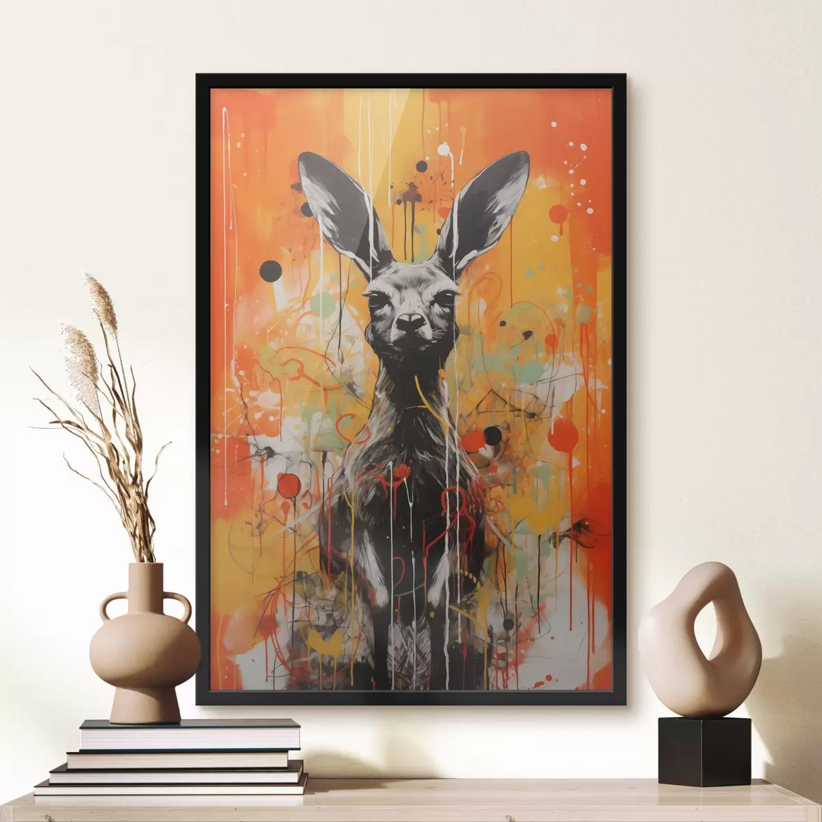 Poster Canguro su uno sfondo astratto e luminoso f41656