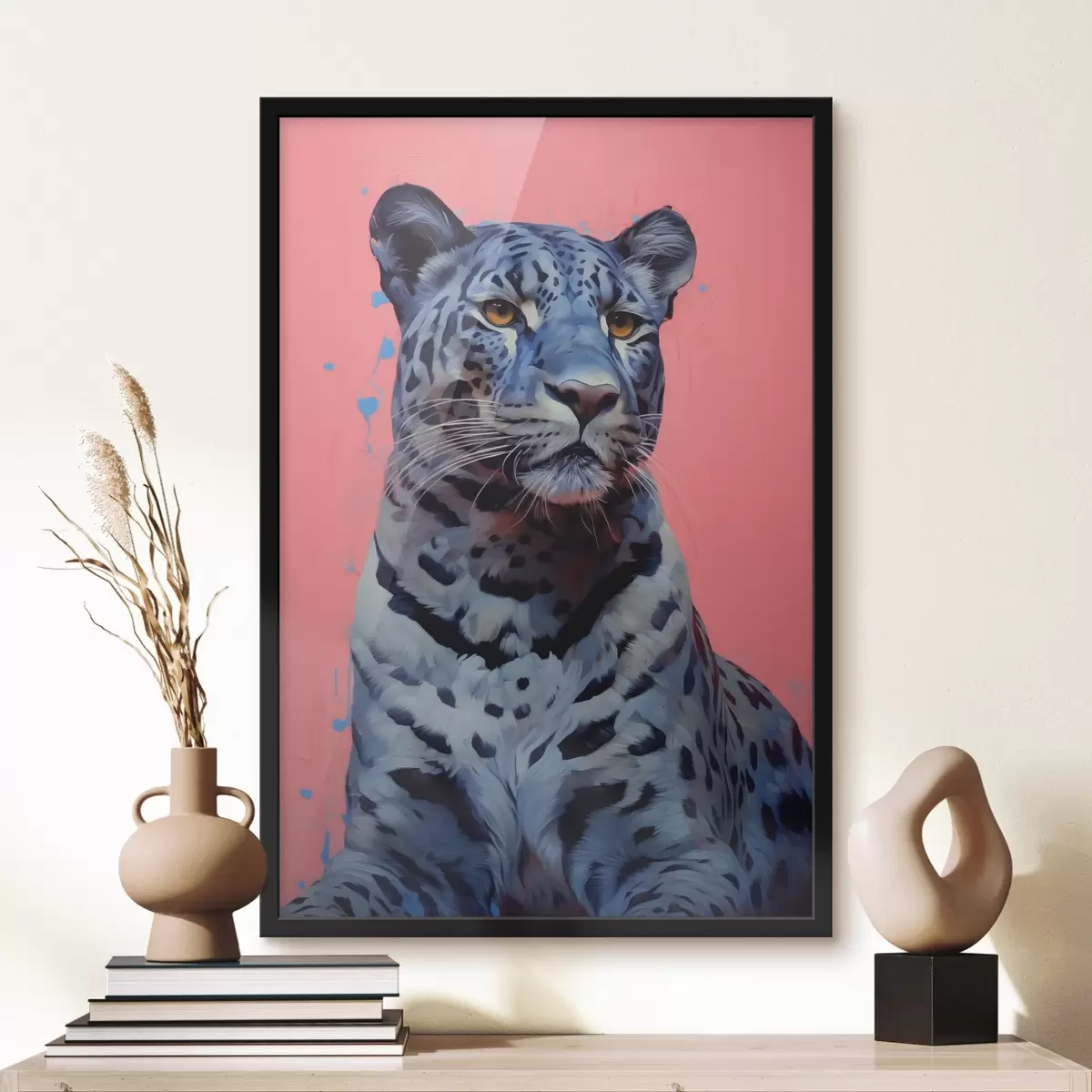 Poster Tigre blu su sfondo rosa f41658