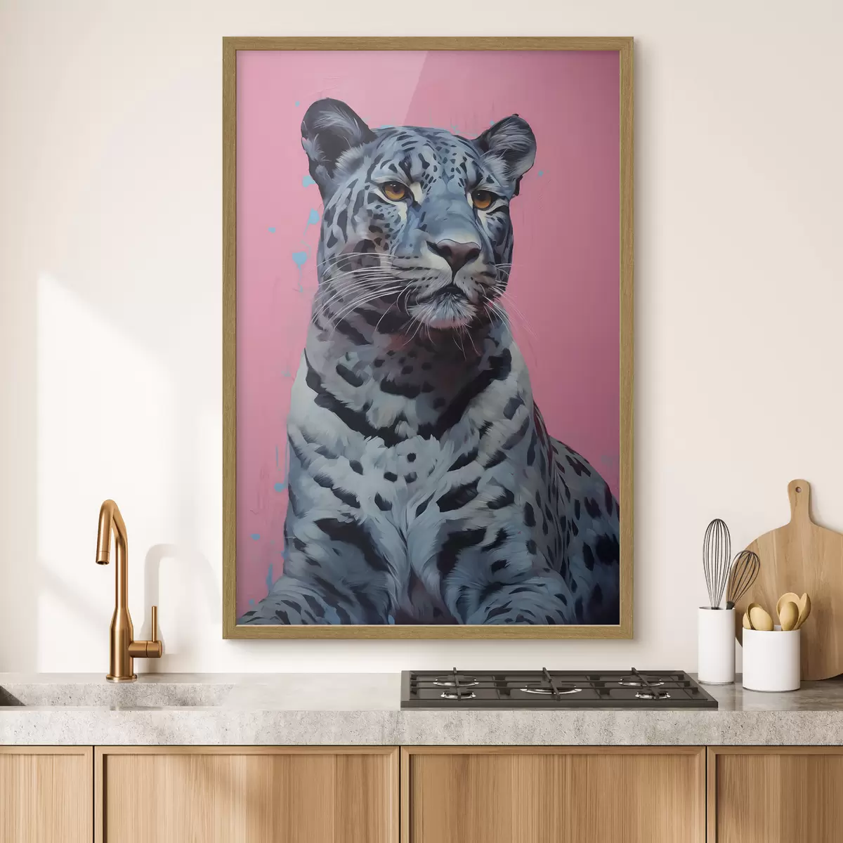Poster Tigre blu su sfondo rosa f41658