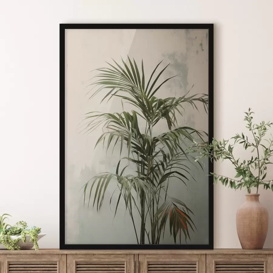 carta da parati Rami di palma su una parete malandata nr. f41660