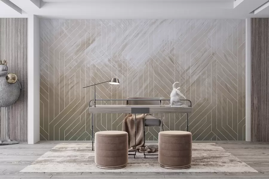 carta da parati Sfondo geometrico astratto con linee diagonali ed effetto sfumato nei toni del marrone nr. w08433v1