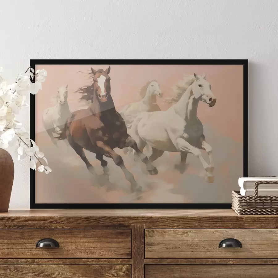 carta da parati Cavalli al galoppo imitazione di un dipinto nr. f41703