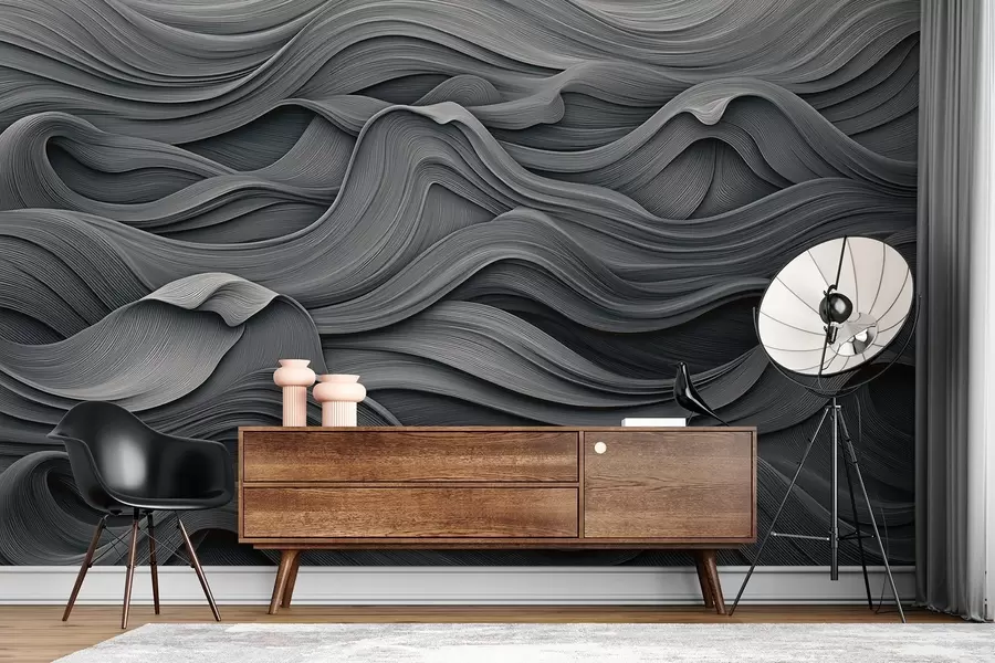Carta da parati Moderno Onde grigio scuro n. w02311v1
