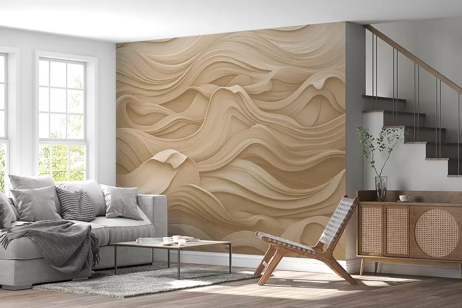 Carta da parati 3D Fiori Onde beige n. w02311v2