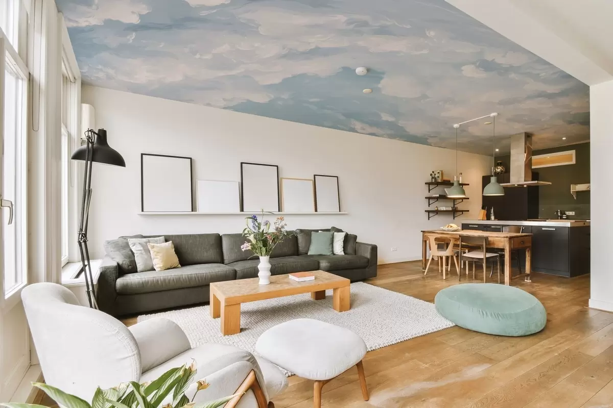 carta da parati Cielo blu con pennellate di olio simulato nr. w02313