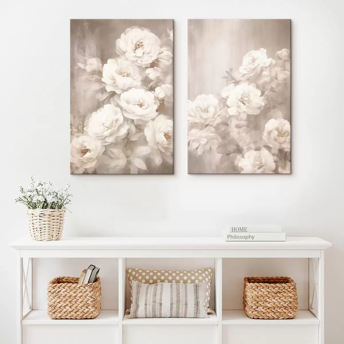 carta da parati Fiori bianchi vintage nr. m00384