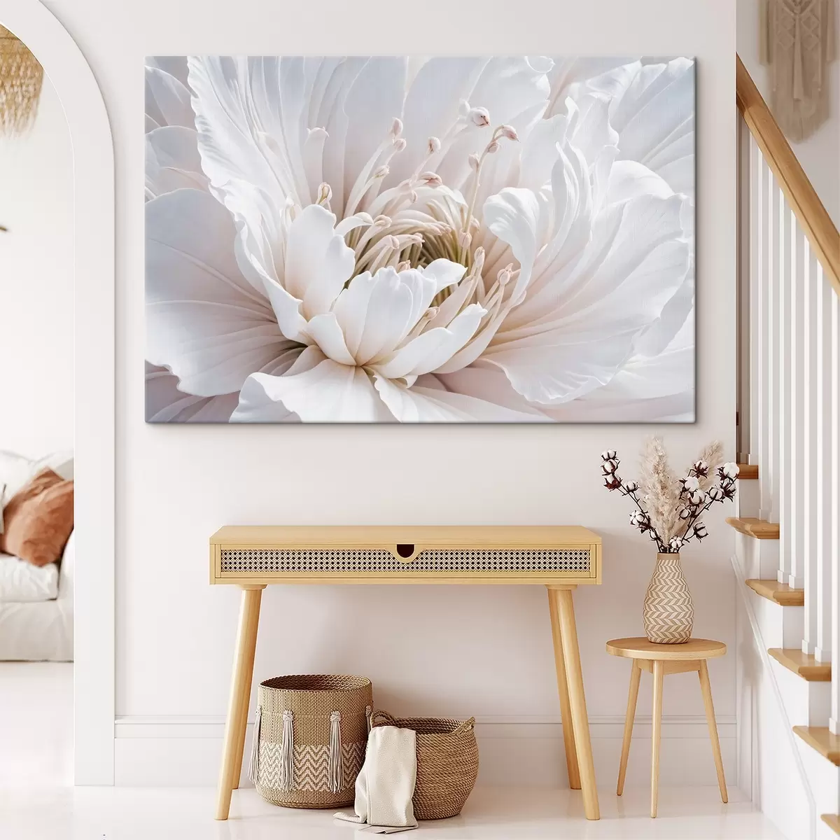 carta da parati Un primo piano di un grande e delicato fiore color pastello con petali morbidi e svolazzanti nr. s41721