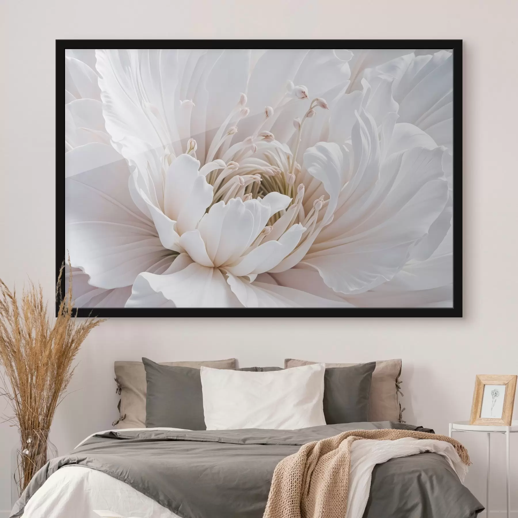 carta da parati Un primo piano di un grande e delicato fiore color pastello con petali morbidi e svolazzanti nr. f41721