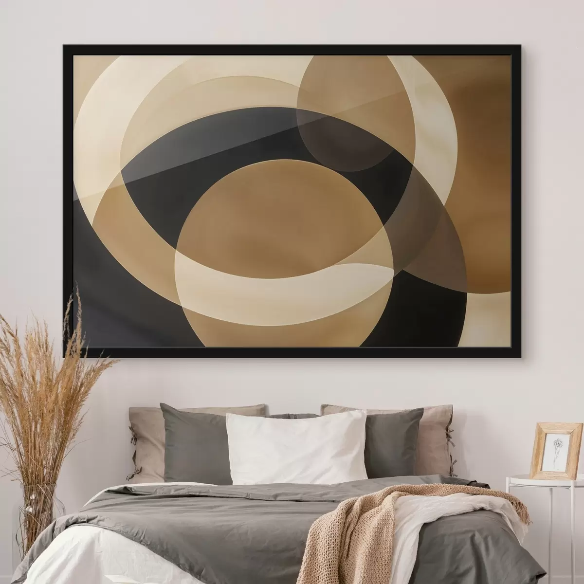 Poster Forme geometriche nei toni del marrone, del beige e del nero che creano una composizione astratta e minimalista f41741