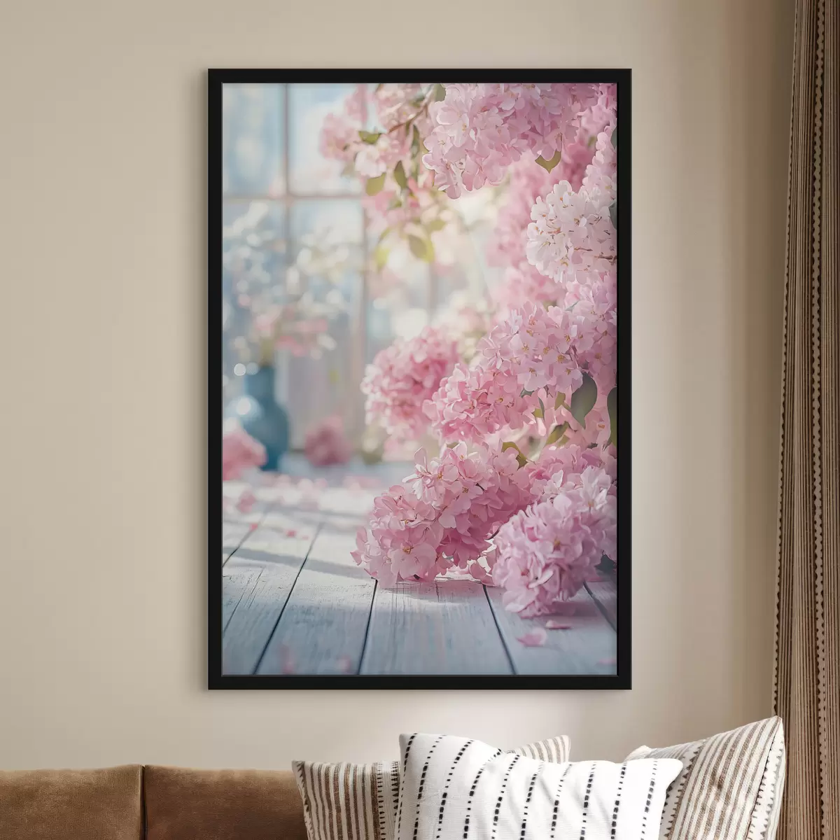 Poster Rosa lilla sullo sfondo della finestra f41748