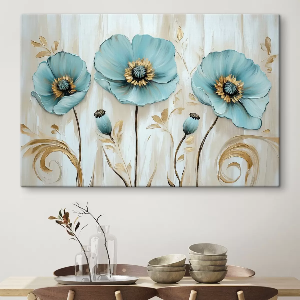 carta da parati Fiori blu nello stile della pittura a olio nr. s41830