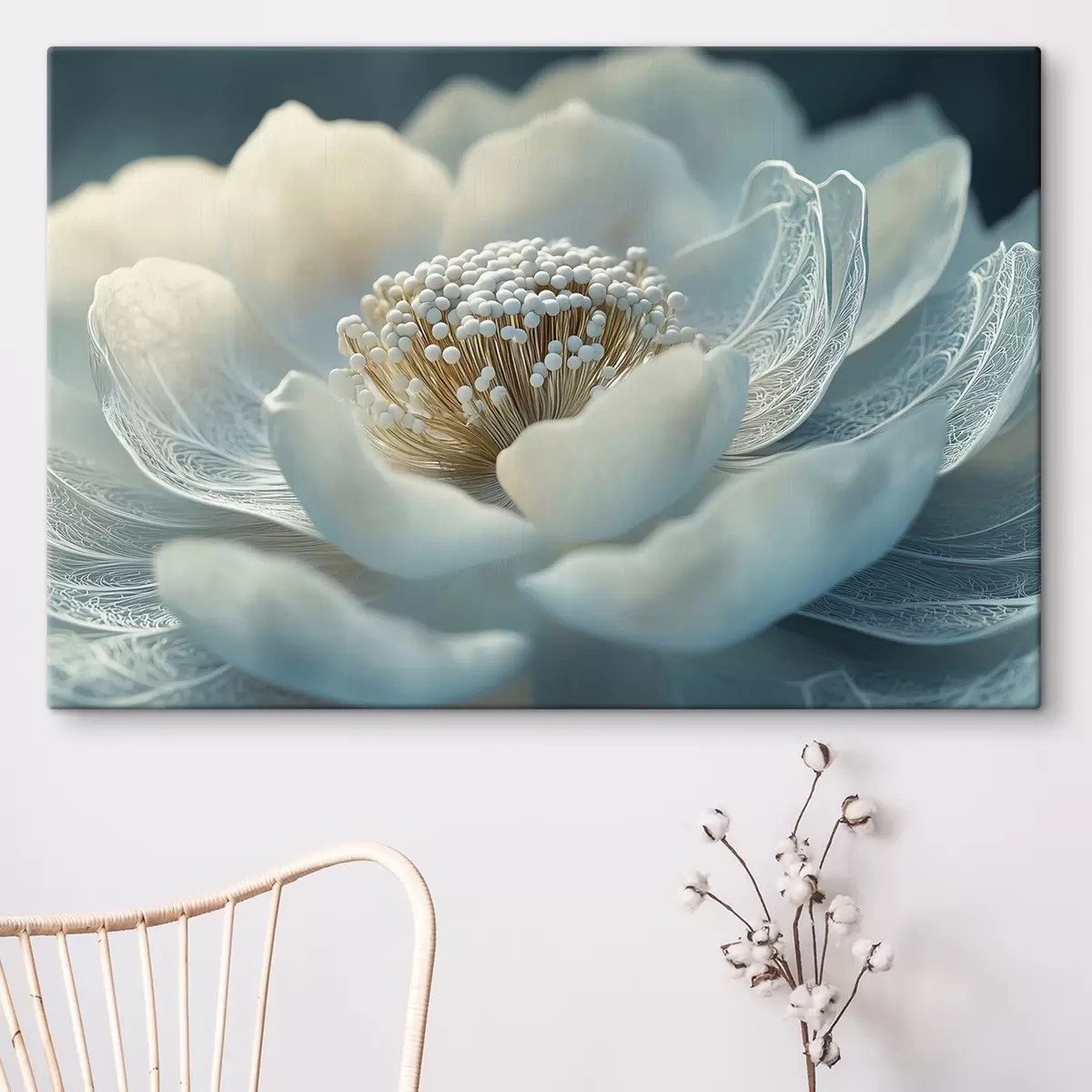 carta da parati Fiore bianco arioso con motivi sui petali nr. s41838