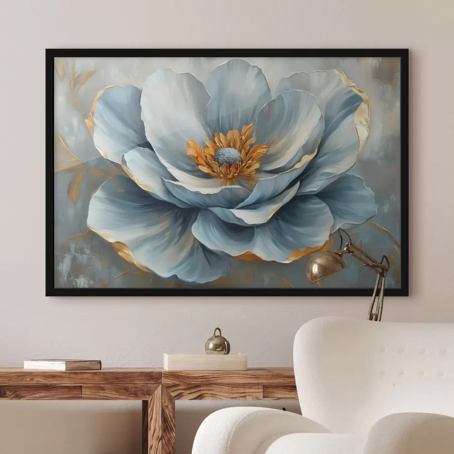 carta da parati Fiore blu nello stile della pittura a olio nr. f41826