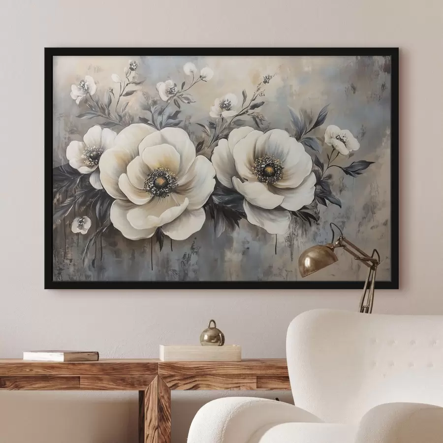 carta da parati Ramo di fiori bianchi in stile vintage nr. f41828