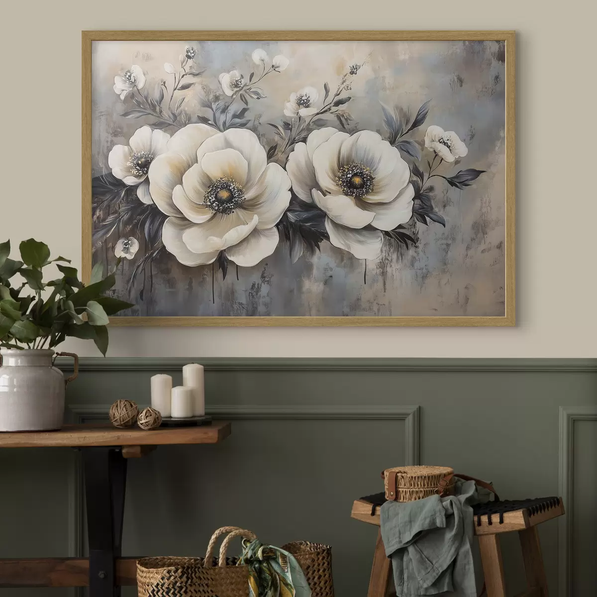 Poster Ramo di fiori bianchi in stile vintage f41828