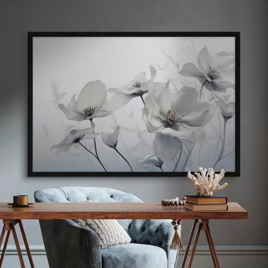 carta da parati Delicati fiori grigi nr. f41829